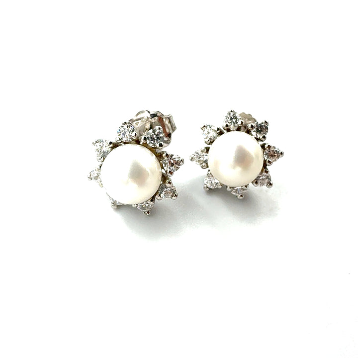 Orecchini Oro Bianco Perla