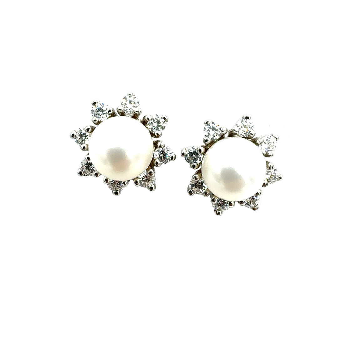 Orecchini Oro Bianco Perla