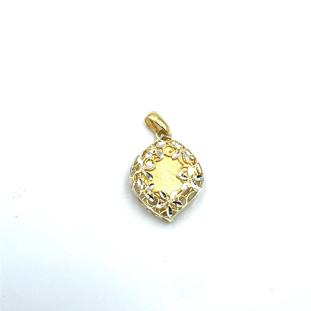 Gold Heart Pendant with Small Leaves