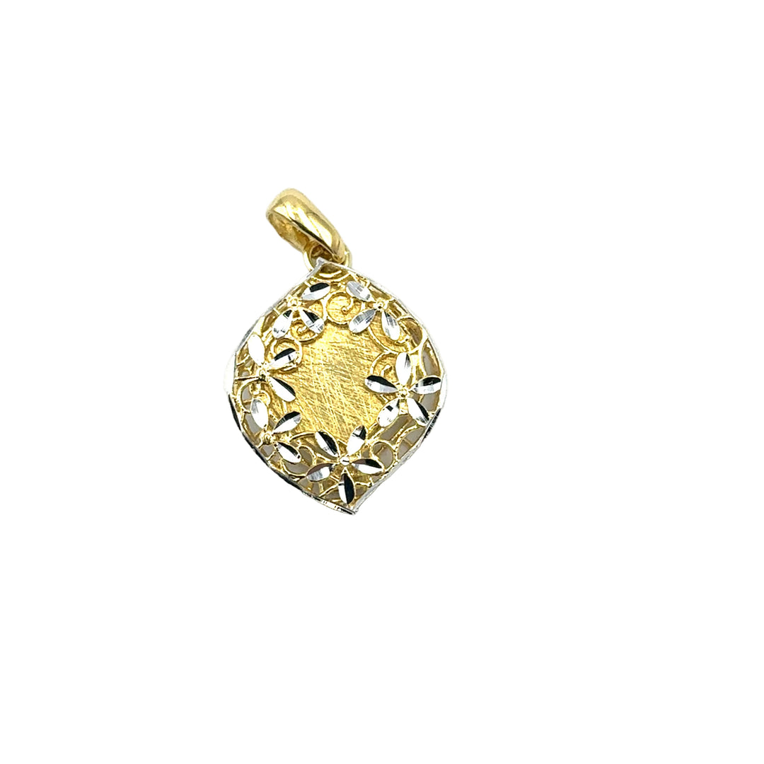 Gold Heart Pendant with Small Leaves