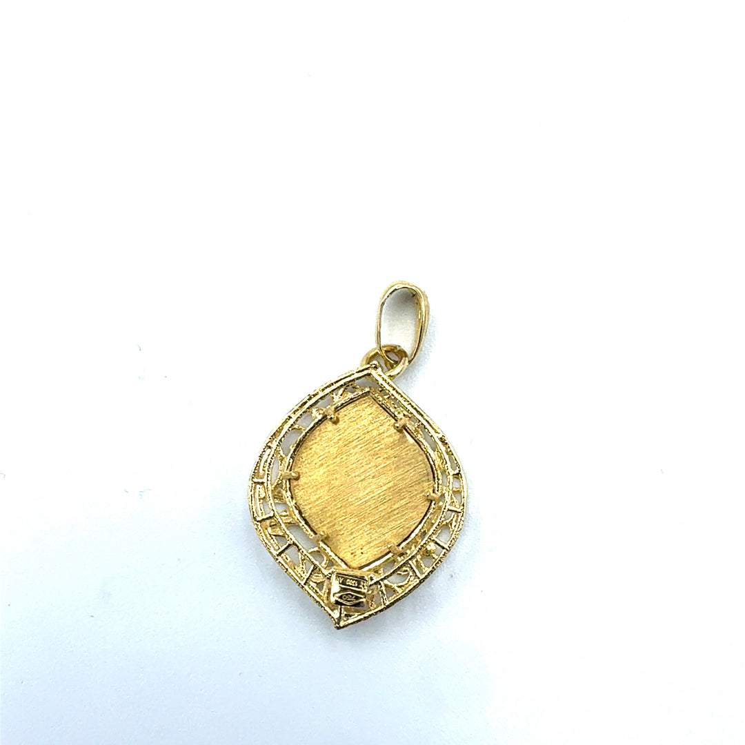 Gold Heart Pendant with Small Leaves