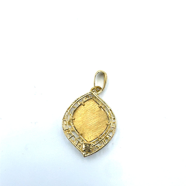 Gold Heart Pendant with Small Leaves