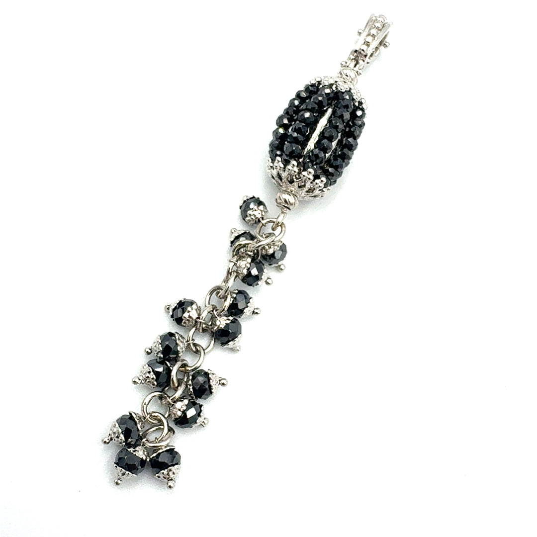 White Gold and Black Spinel Pendant