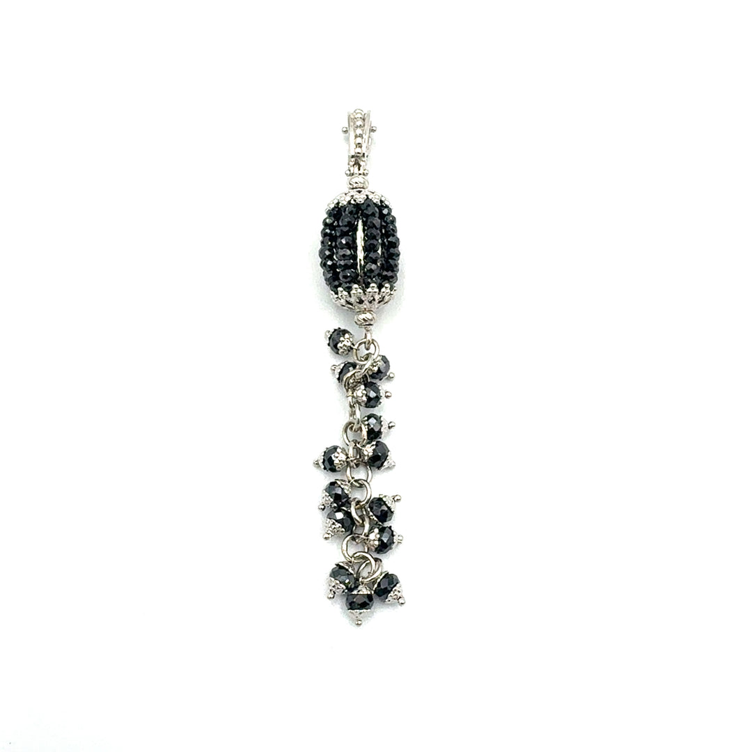 White Gold and Black Spinel Pendant