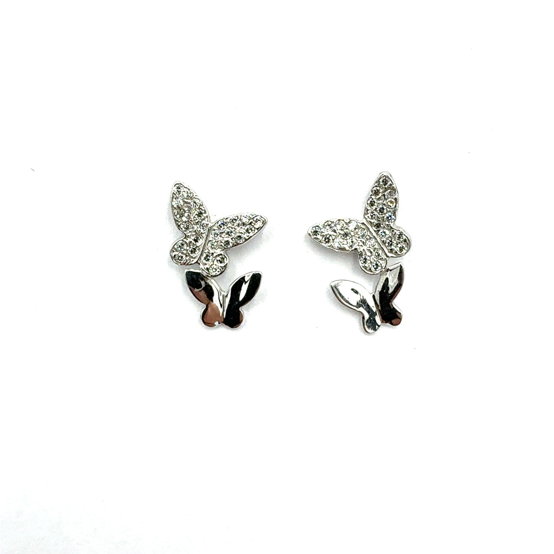 Orecchini Oro Bianco Farfalle