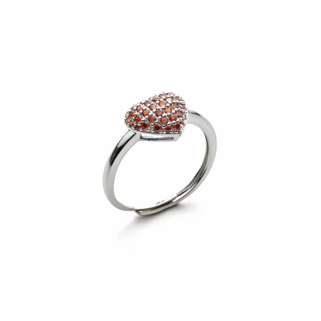 anello in argento 925 con cuore con zirconi rossi 4us cesare paciotti - siciliano gioielli 