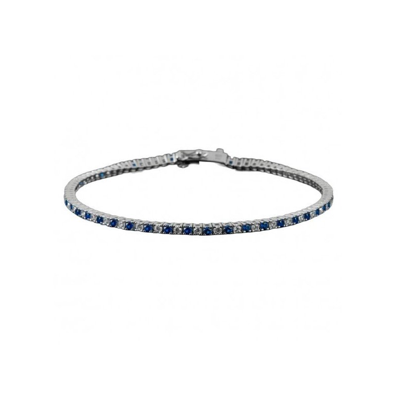 bracciale tennis cesare paciotti in argento con zirconi  blu  e bianchi  - siciliano gioielli 
