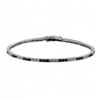bracciale cesare paciotti tennis in argento con zirconi bianchi e neri - siciliano gioielli