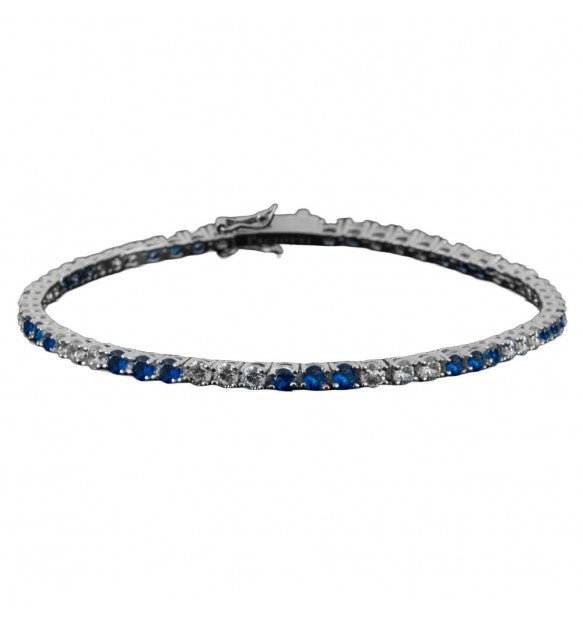 bracciale cesare paciotti in argento 925 con zirconi  blu e bianchi  - siciliano gioielli 
