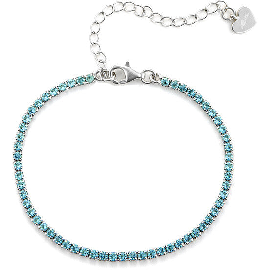 bracciale tennis in argento  con zirconi  azzurri  - siciliano  gioielli 