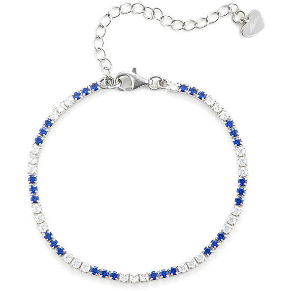 bracciale tennis 4us cesare paciotti in argento rodiato  con zirconi  blu e bianchi - siciliano  gioielli 