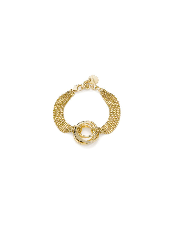 Bracciale Unoaerre Catena Multifilo e Cerchi Intrecciati in bronzo dorato - siciliano gioielli