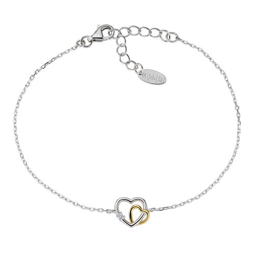 Bracciale  Amen Doppio Cuore Zirconi