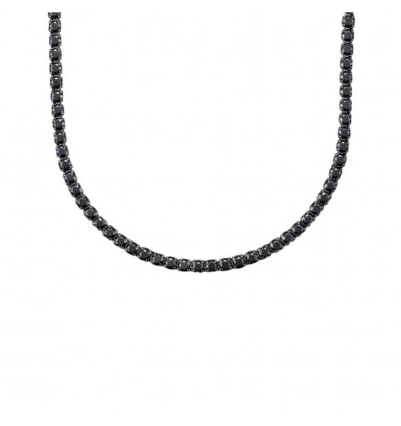 4us collana in acciaio rodiato con cristalli neri - siciliano gioielli 