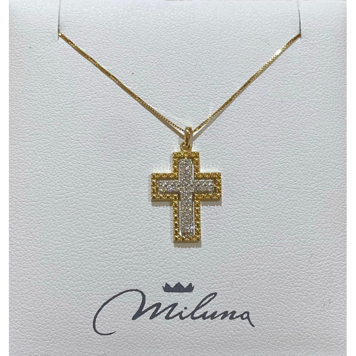 Miluna Two-Tone Cross Necklace