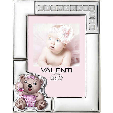 cornice portafoto valenti baby con orsetto in argento colorato - siciliano gioielli