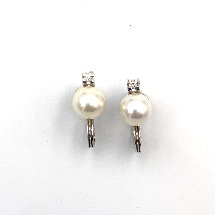 orecchini nimei in oro bianco con diamanti e perle - siciliano gioielli