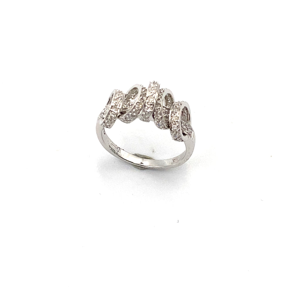 unoaerre anello in oro bianco con anellini e zirconi - siciliano gioielli