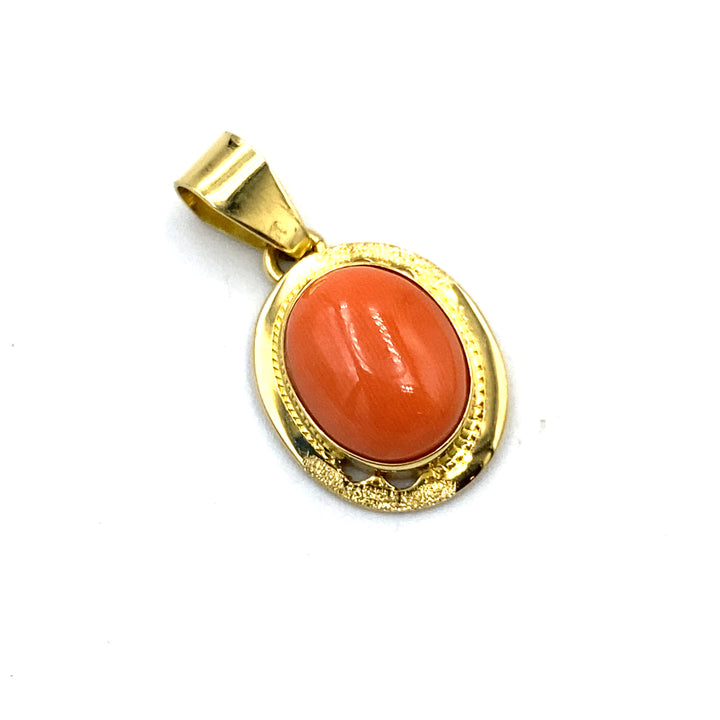 Coral and Gold pendant