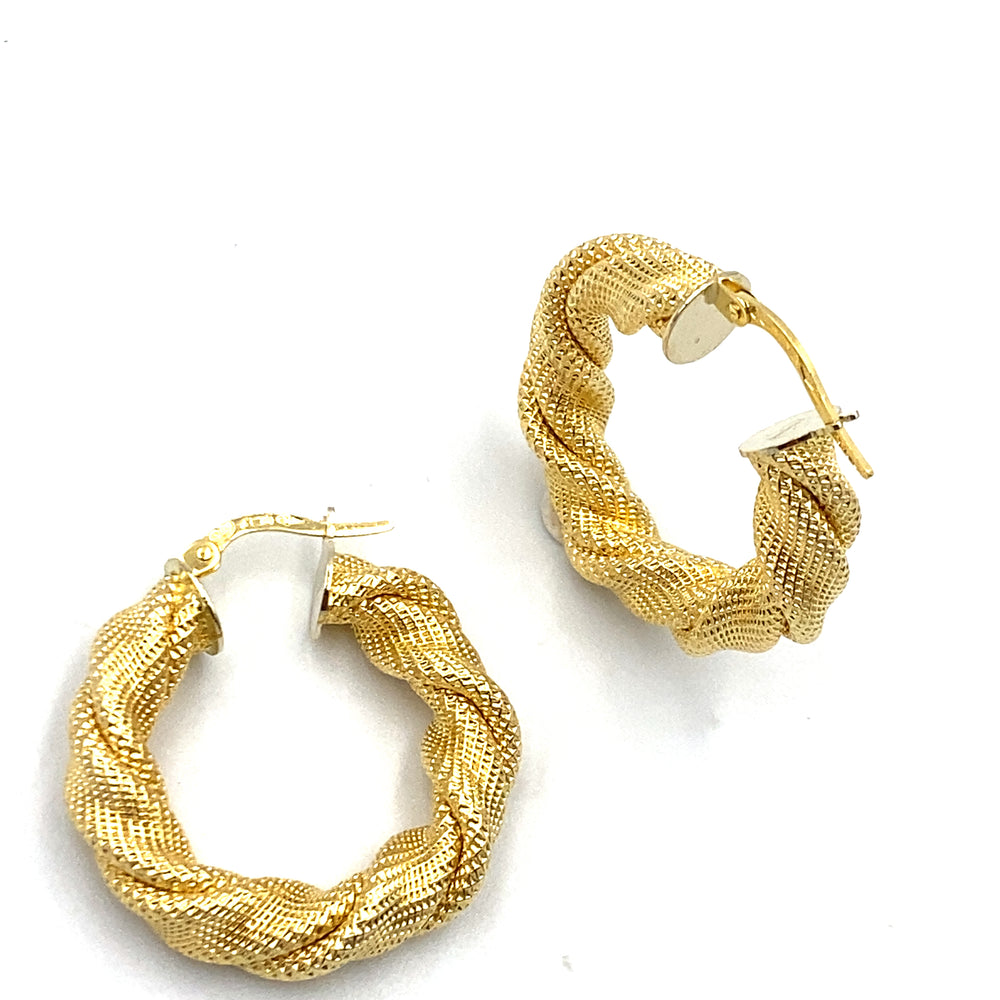orecchini unoaerre oro giallo lavorazione satinata intrecciati - siciliano  gioielli 