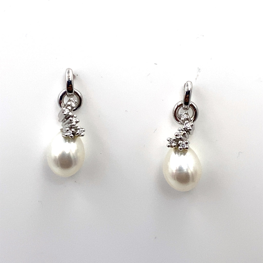 orecchini miluna perle e diamanti oro bianco - iciliano  gioielli 