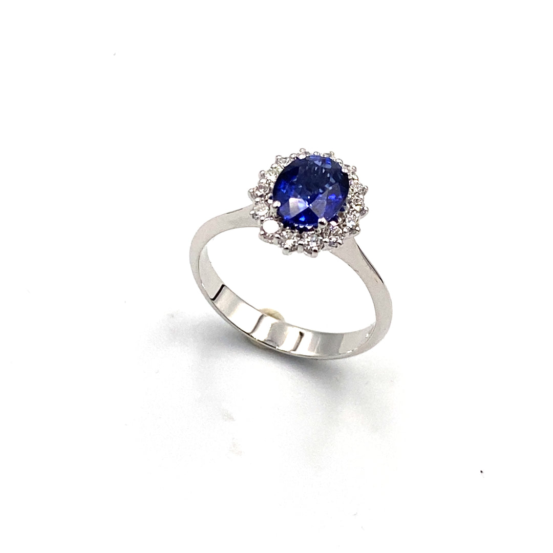 anello  clesi  zaffiro blu e diamanti  - siciliano  gioielli 