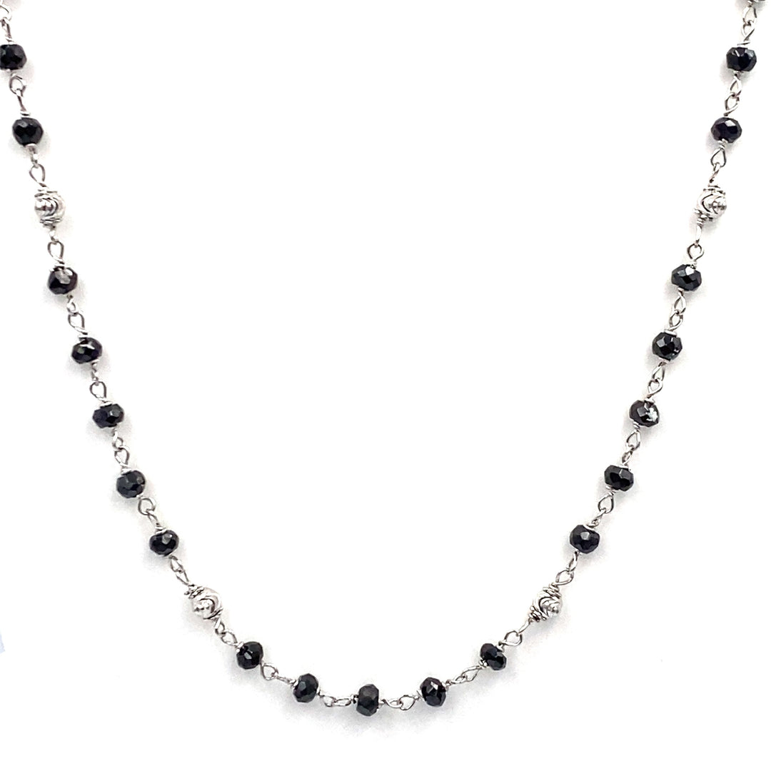 I-Be, Collana Spinello nero intenso, 3 mm, 925 in argento Sterling con chiusura a moschettone, lunghezza 42 cm con custodia regalo 446603/black/si/42 I-Be, Collana Spinello nero intenso, 3 mm, 925 in argento Sterling con chiusura a moschettone, lunghezza 42 cm con custodia regalo 446603/black/si/42