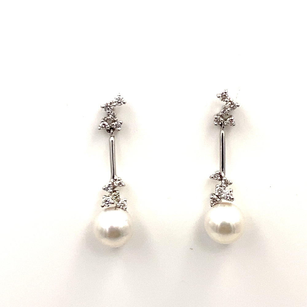 orecchini miluna oro bianco perle e diamanti  - siciliano  gioielli 