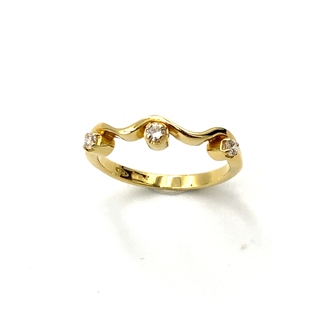 anello trilogy oro giallo con zirconi bianchi - siciliano gioielli