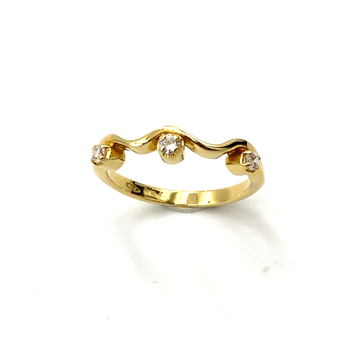 anello trilogy oro giallo con zirconi bianchi - siciliano gioielli