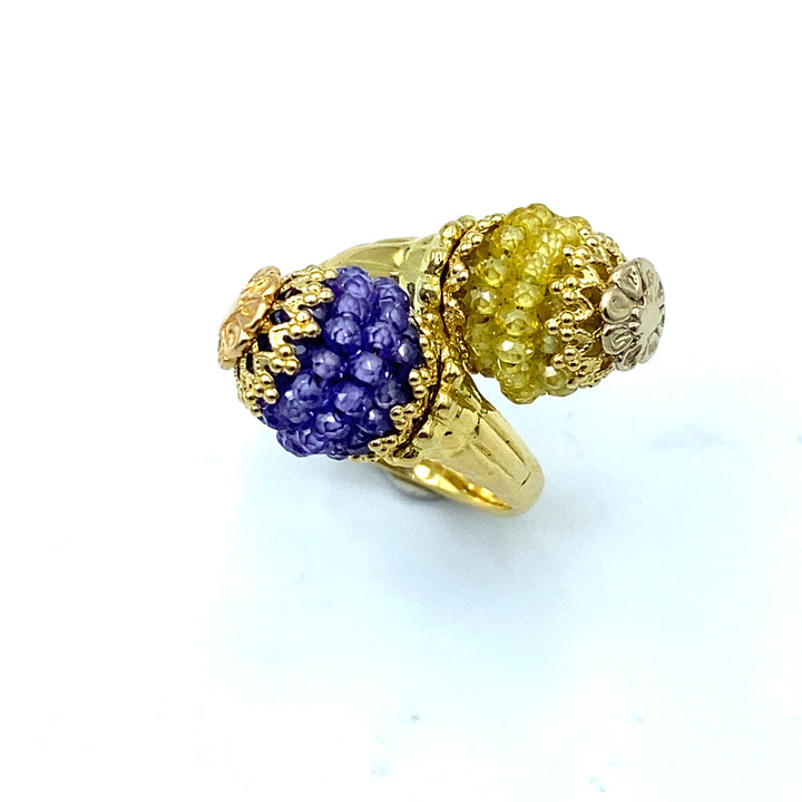 Sun Day Citrine and Amethyst ring