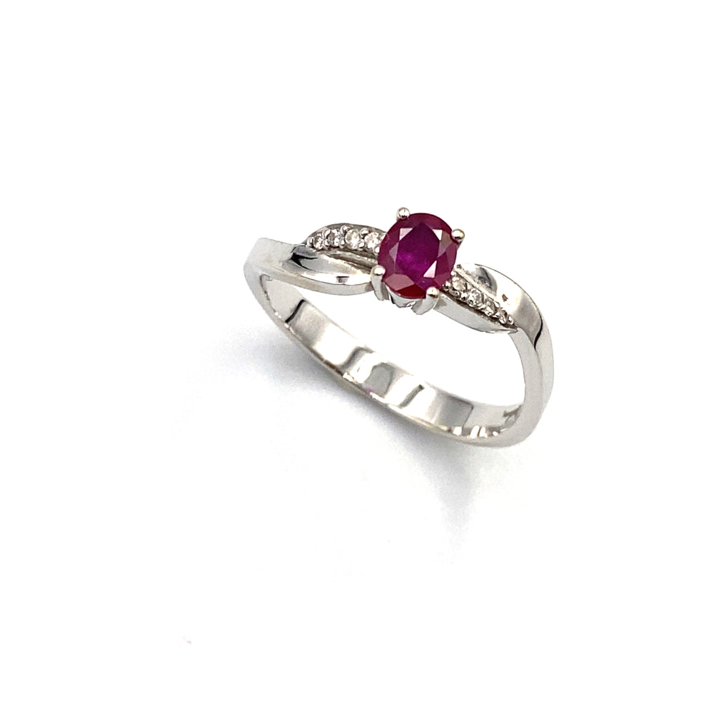 anello miluna oro bianco rubino e diamanti - siciliano gioielli