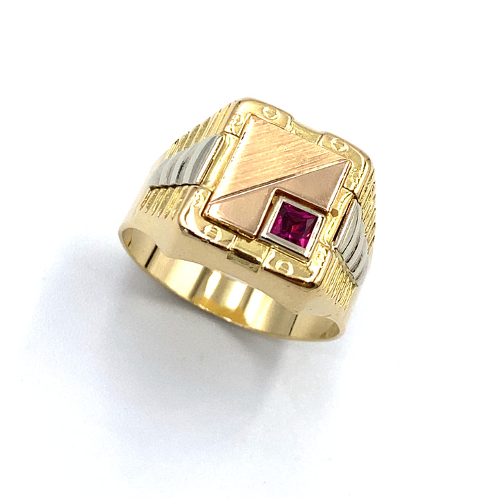 Anello Uomo Pietra Rossa