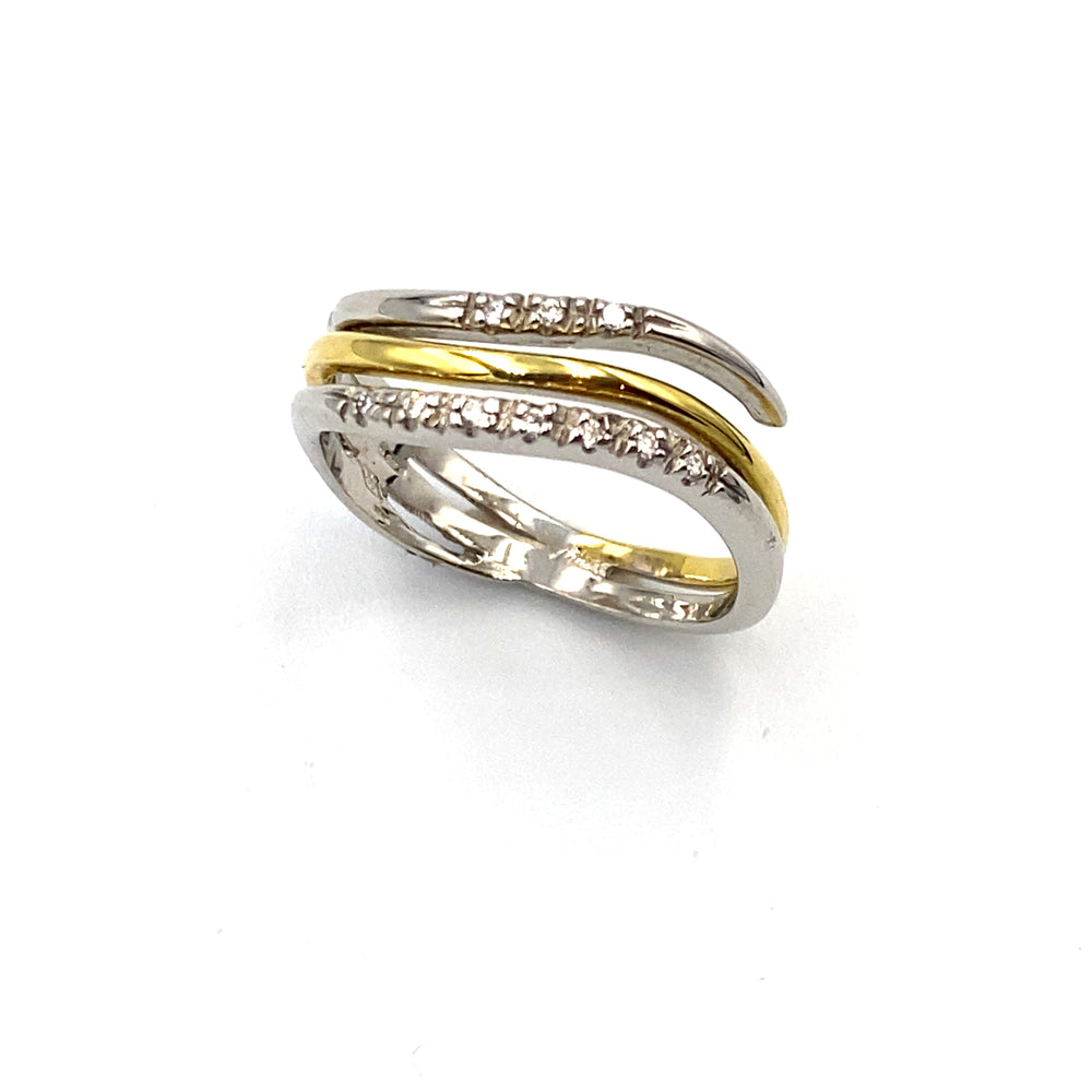 anello oro bicolore con zirconi miluna - siciliano gioielli