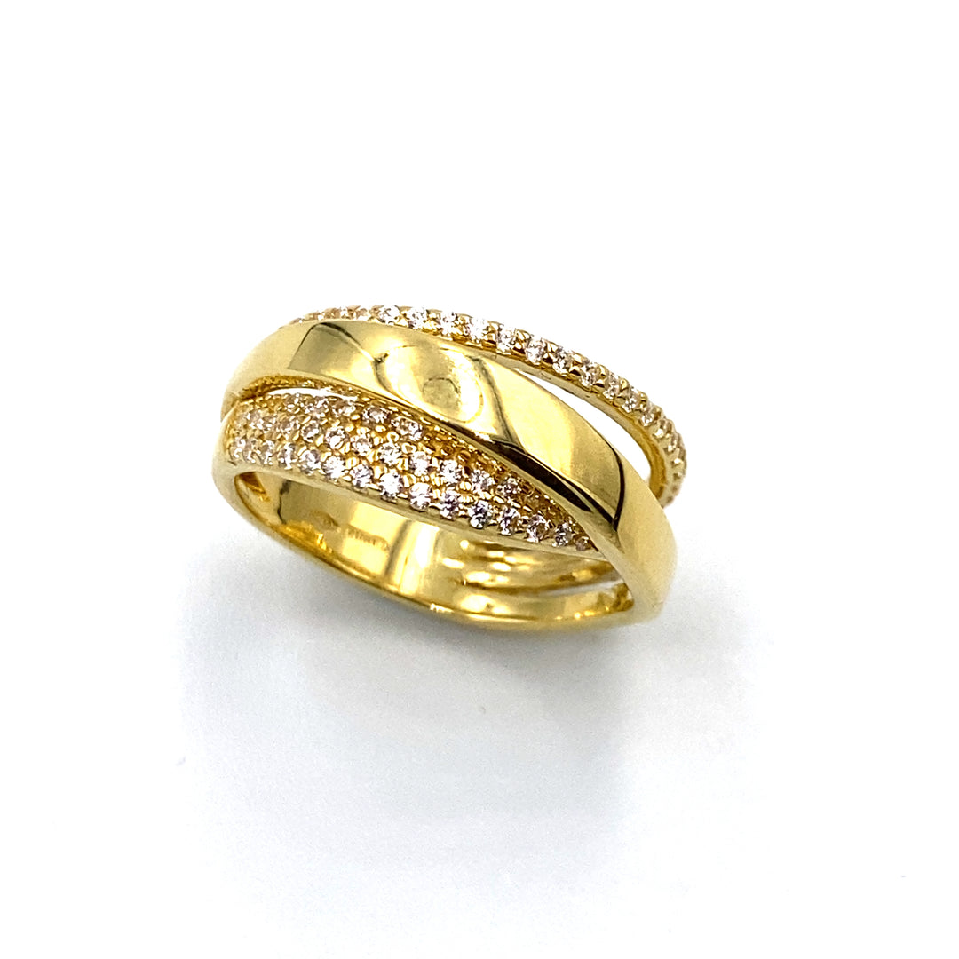 anello oro giallo con zirconi bianchi siciliano gioielli