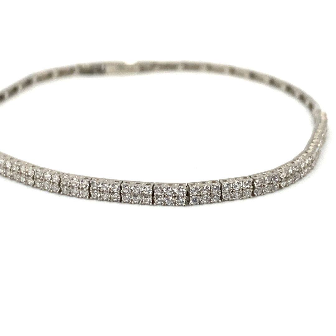 bracciale in oro bianco con zirconi bianchi siciliano gioielli