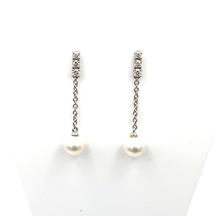 orecchini salvini in oro bianco  con diamanti  e perle - siciliano  gioielli 