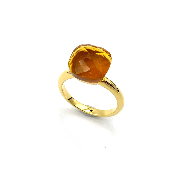 anello labriola oro con quarzo citrino giallo - siciliano gioielli