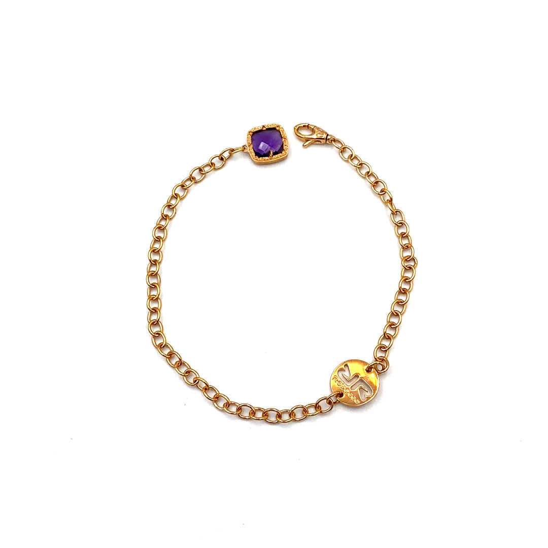 bracciale rebecca bronzo dorato con quarzo viola - siciliano gioielli