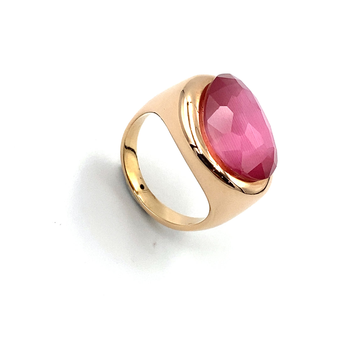 anello in oro rosa con quarzo rosa labriola oro - siciliano gioielli