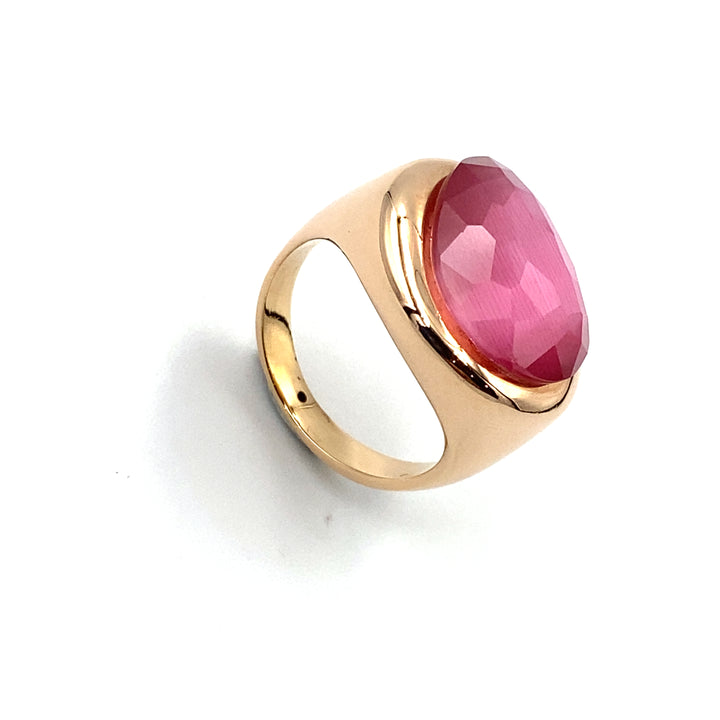 anello in oro rosa con quarzo rosa labriola oro - siciliano gioielli