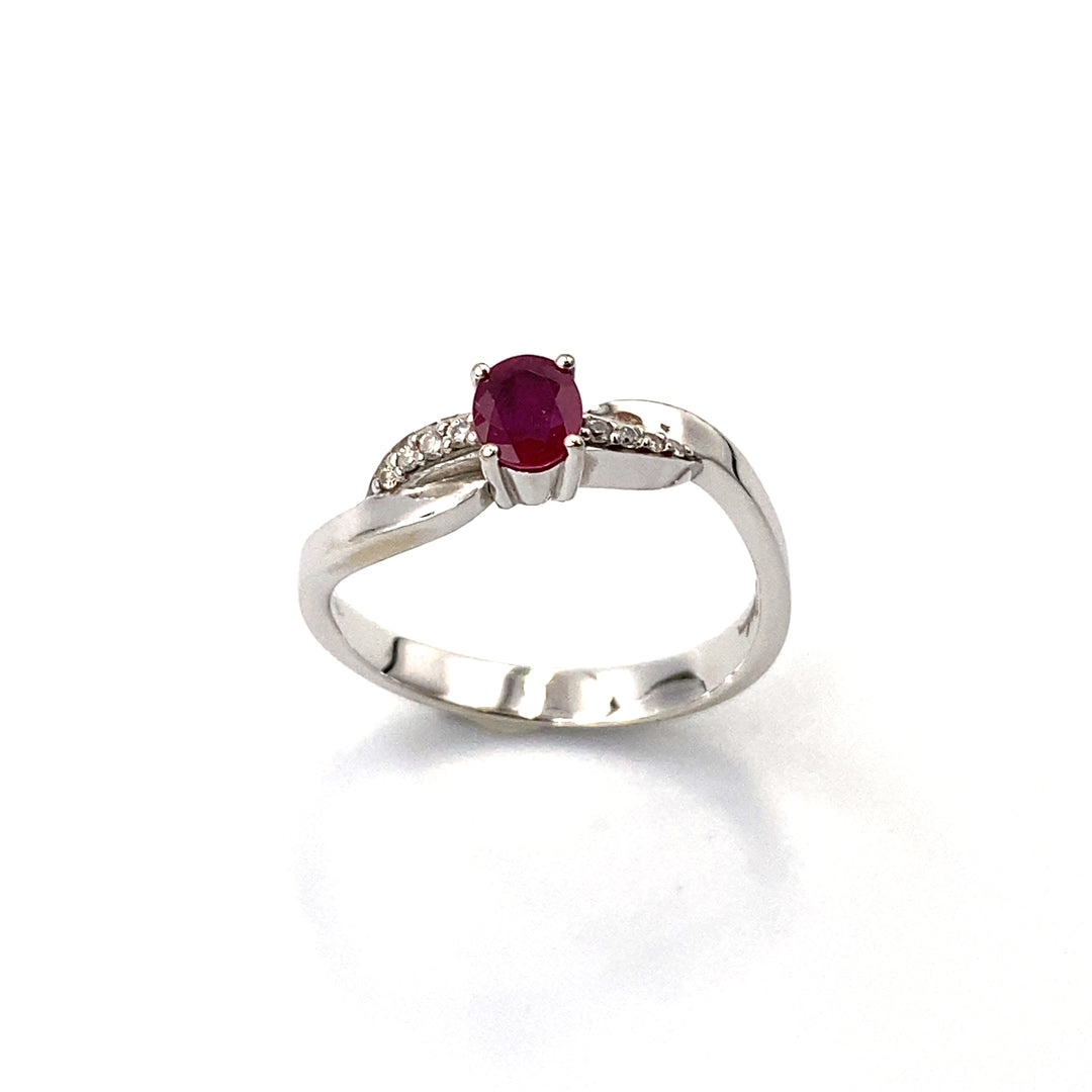 anello miluna oro bianco  rubino e diamanti - siciliano gioielli 