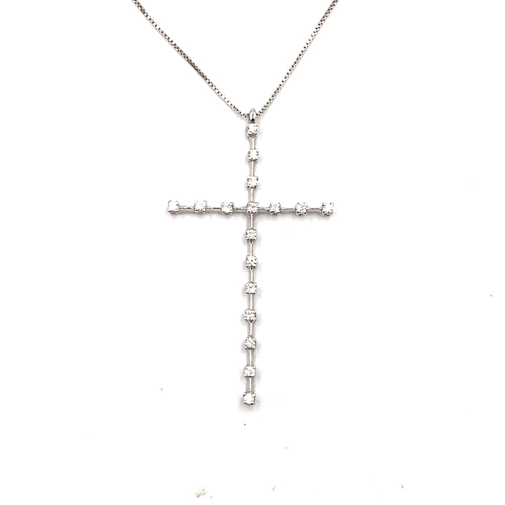 collana con pendente croce in oro bianco  e diamanti  le duchesse - siciliano gioielli 