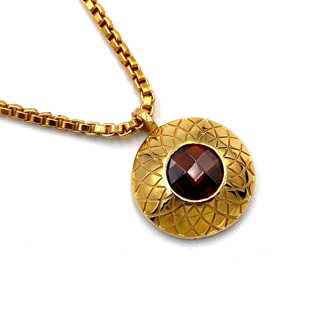 rebecca collana in bronzo dorato con granato  - siciliano gioielli 