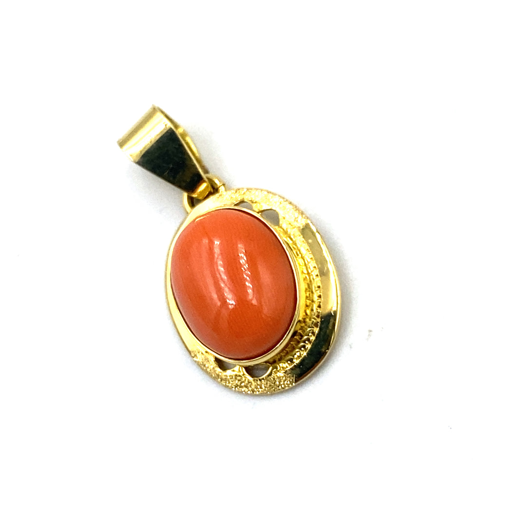 Coral and Gold pendant