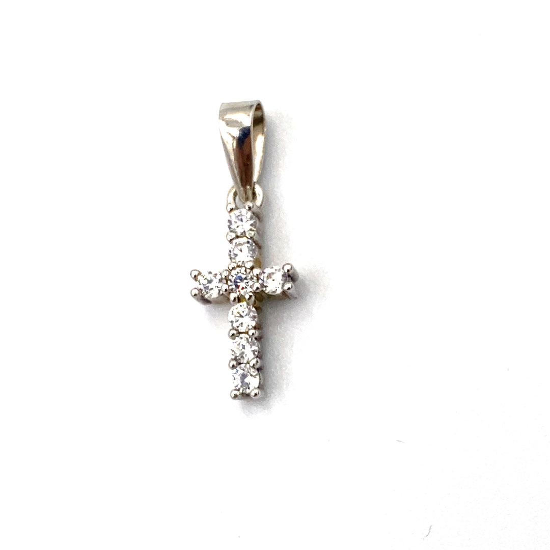 pendente croce in argento con zirconi siciliano gioielli