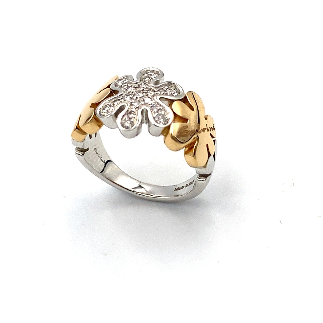 anello oro bicolore salvini con diamanti  - siciliano  gioielli 