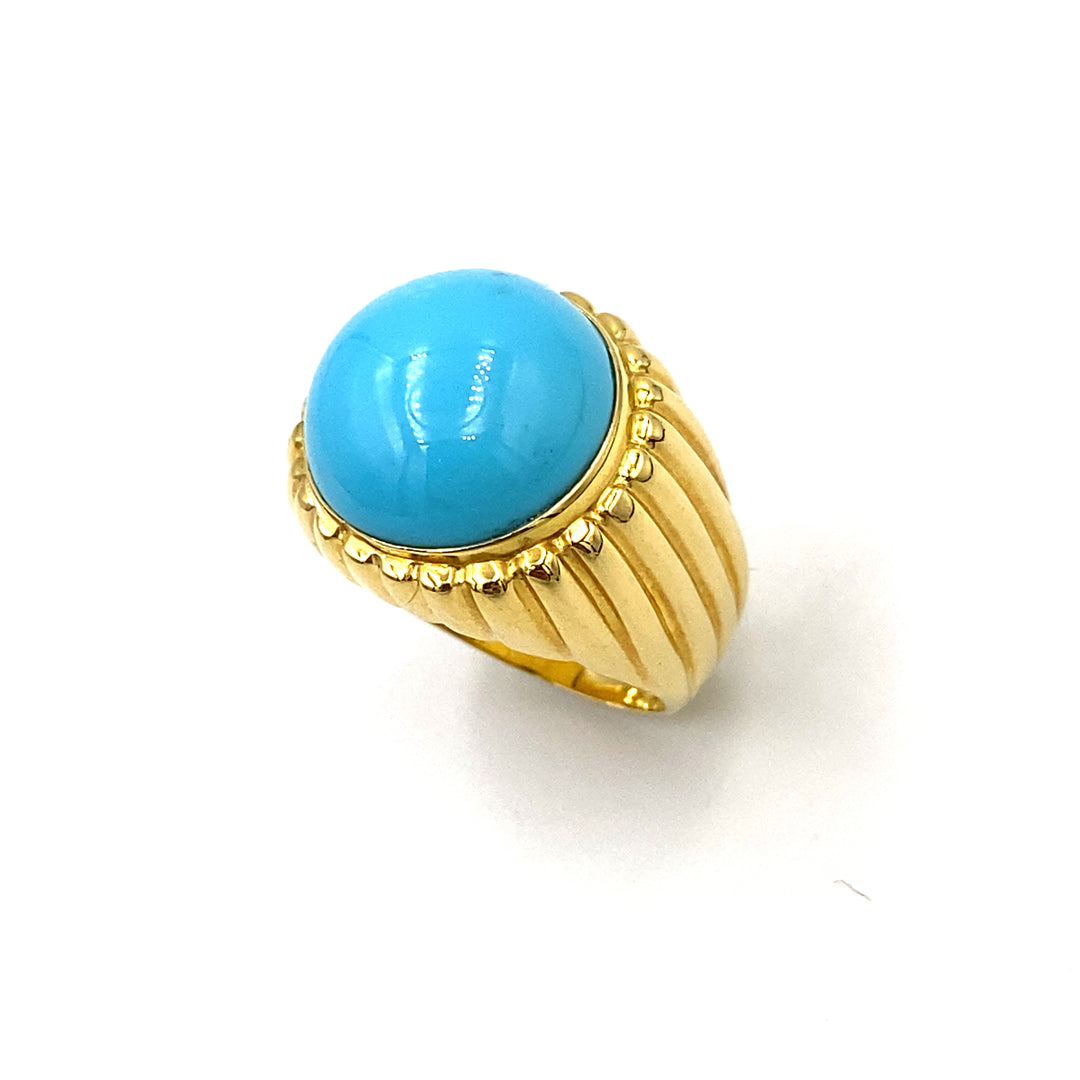 anello in oro giallo  con turchese - siciliano  gioielli 