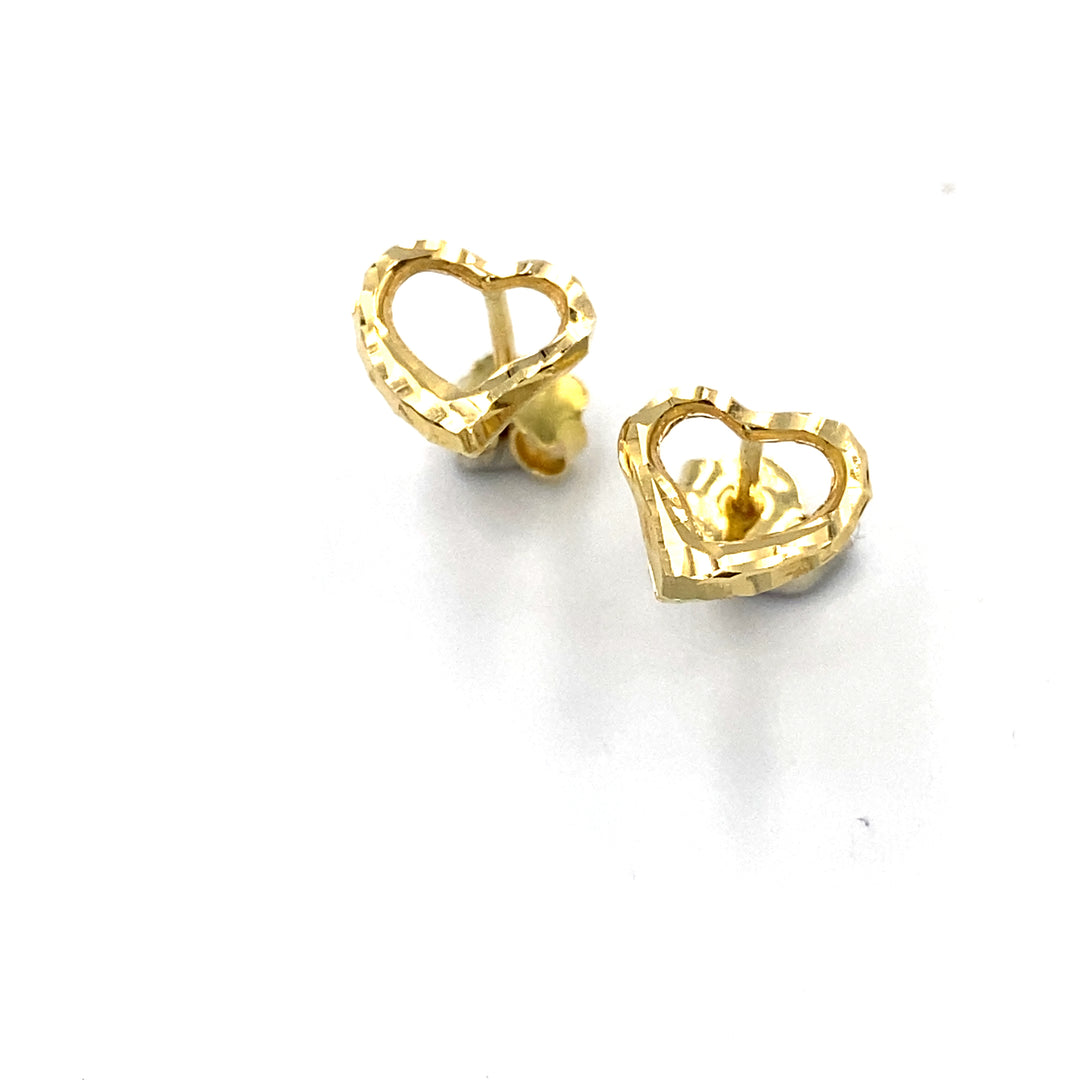 Orecchini Cuore Oro Giallo lavorazione diamantata siciliano gioielli