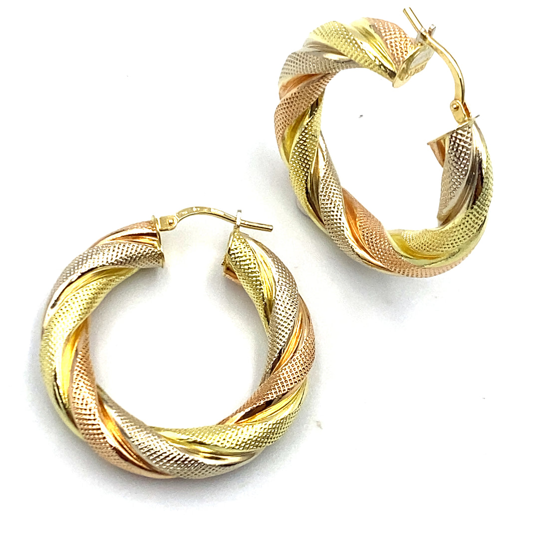 orecchini  unoaerre in oro di tre colori giallo  bianco e rosè  - siciliano  gioielli 